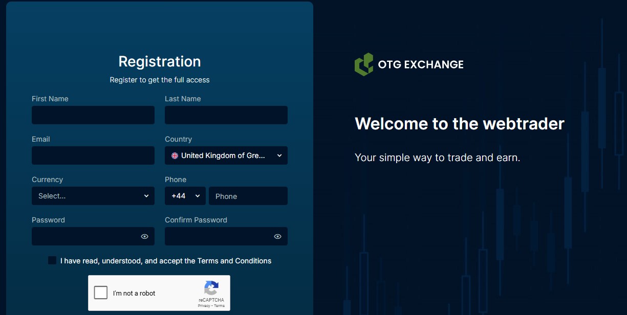 OTG Exchange Signup Page